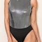 Glitter High Neck Sleeveless Bodysuit