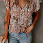 V-neck Short Sleeve Fashion Print Fantasy Fluttering Blouse