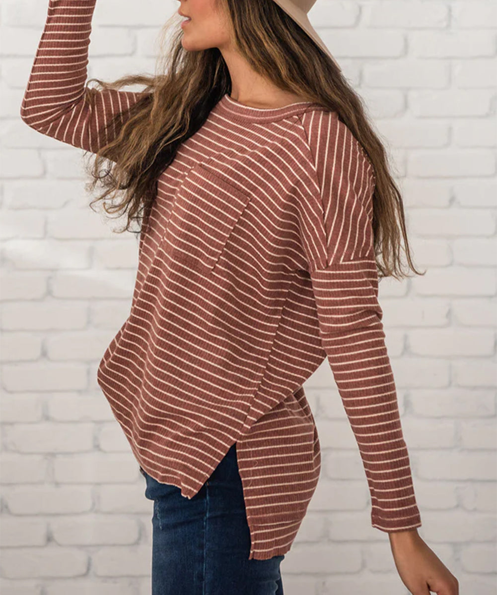 Stripe Chest Pocket Long Sleeve Tee