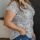 Plus Size Spotted Animal Print Chest Pocket T-shirt