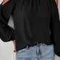 Black Cold Shoulder Bishop Sleeve Blouse