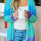 Rainbow Ombre Buttoned Cardigan with Pockets