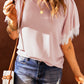 Satin Lace Flutter Sleeve Top