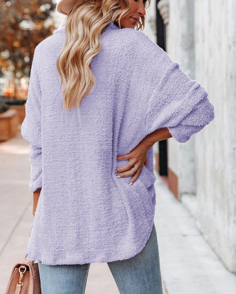 Plush Button Down Pocketed Shirt Jacket