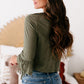 Green Cross-over Fringe Crop Top