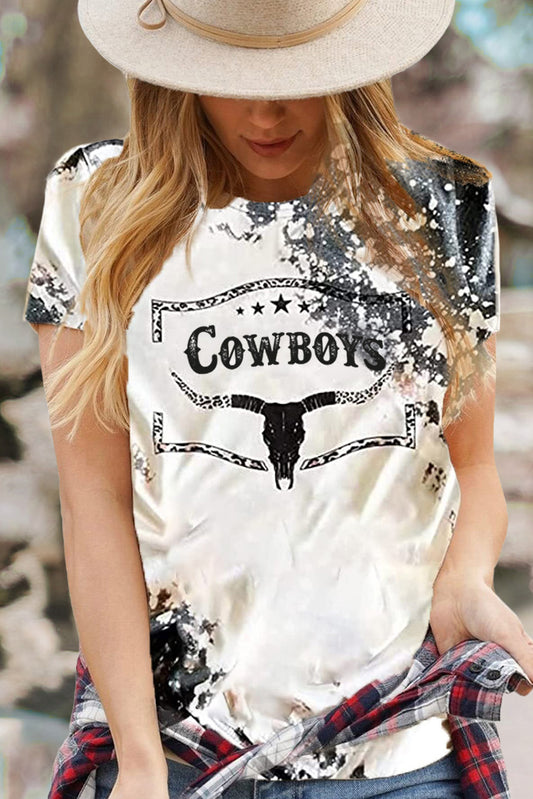 Gray Western Cow Horn Graphic Tee