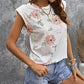 White Floral Crew Neck Tank