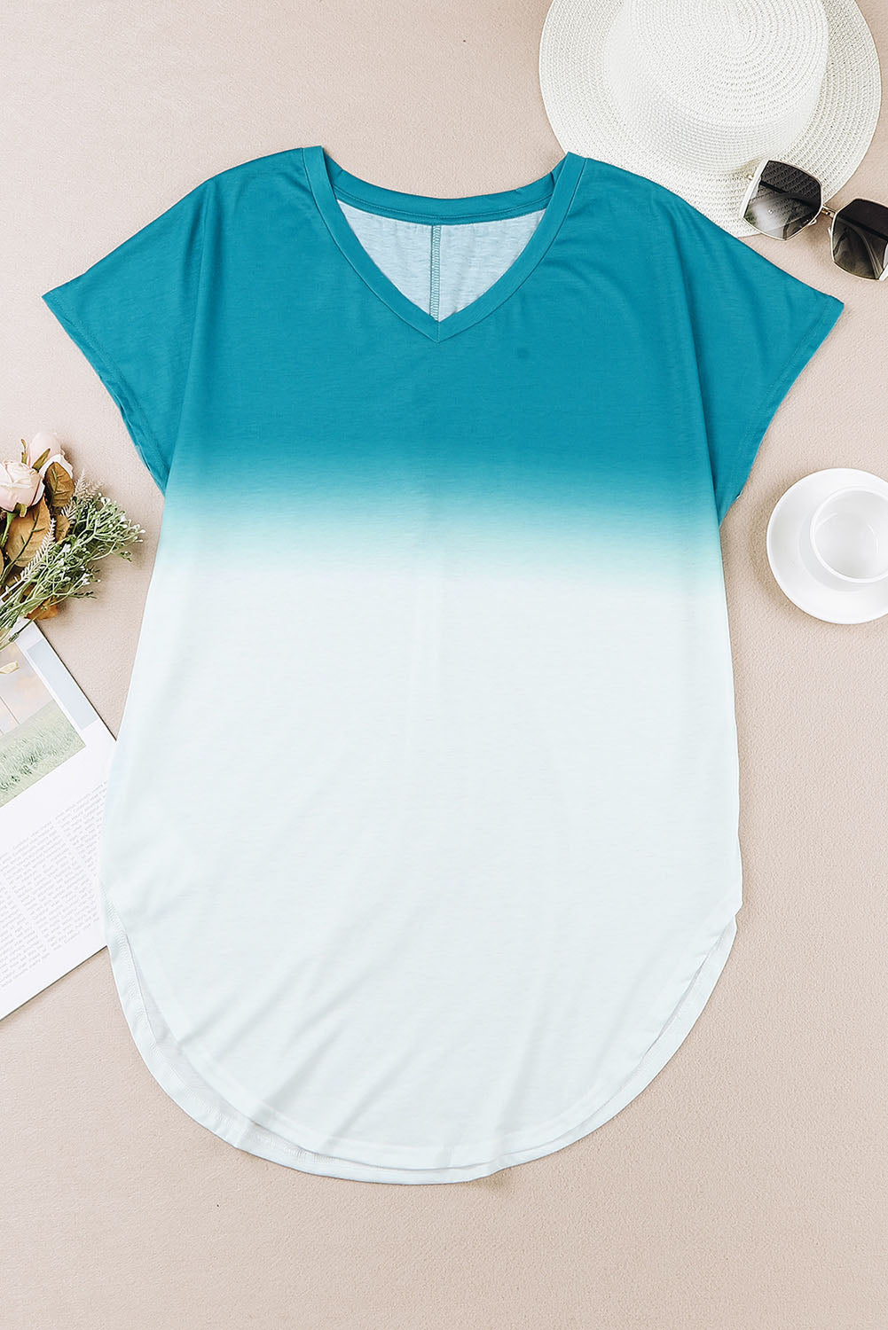 Ombre Color Block Casual Summer Shirt