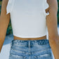 Ruffle Strap Ribbed Sleeveless Crop Top