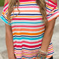 Striped Print Cold Shoulder Relaxed Top