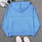 Sky Blue Casual Button Solid Patchwork Trim Hoodie
