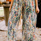 Floral Print Shirred High Waist Wide Leg Casual Pants