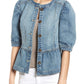 Sky Blue Half Sleeves Peplum Denim Jacket