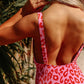 Leopard Ribbed Deep V One Piece Swimsuit