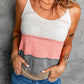 Adjustable Spaghetti Straps Colorblock Knit Tank Top