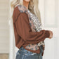 Leopard Patchwork Drop Shoulder Long Sleeve Top