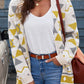 Geometric Print Open Front Knitted Cardigan