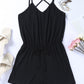 Spaghetti Straps V Neck Crisscross Back Romper