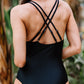 Tie-dye Colorblock Crisscross Back One-piece Swimsuit