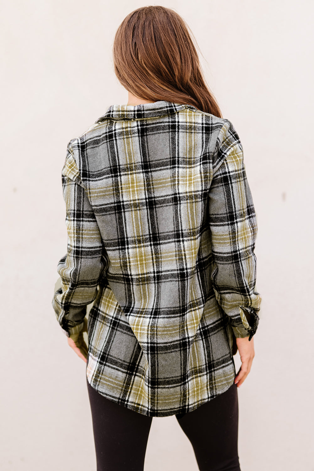 Oversize Rounded Hem Plaid Shirt with Slits