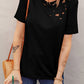 Holes Crew Neck Cotton Mixed T-shirt