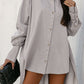 Khaki High Low Buttoned Long Sleeve Shirt