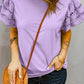 Purple Hollow Out Ruffle Sleeve T-shirt