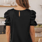 Ruched Puff Short Sleeve Satin Blouse