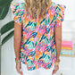 Floral Print Ruffled Flutter Sleeve Blouse