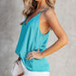 Sky Blue Spaghetti Straps Satin Tank Top