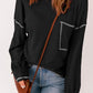 Contrast Stitching Trim Waffle Knit Pullover
