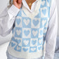 Checked Heart Pattern Sweater Vest
