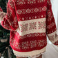 Red Christmas Snowflake Geometric Pattern Sweater