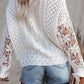 White Lace Crochet Hollow Out Knit Buttoned Sweater