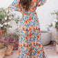 Sky Blue Floral Print Wrap Belted Maxi Dress