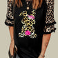 Leopard Frill Sleeve Easter Rabbit Graphic Top