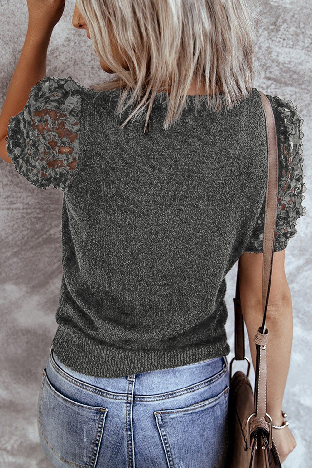 Sheer Sleeve Knit T-shirt