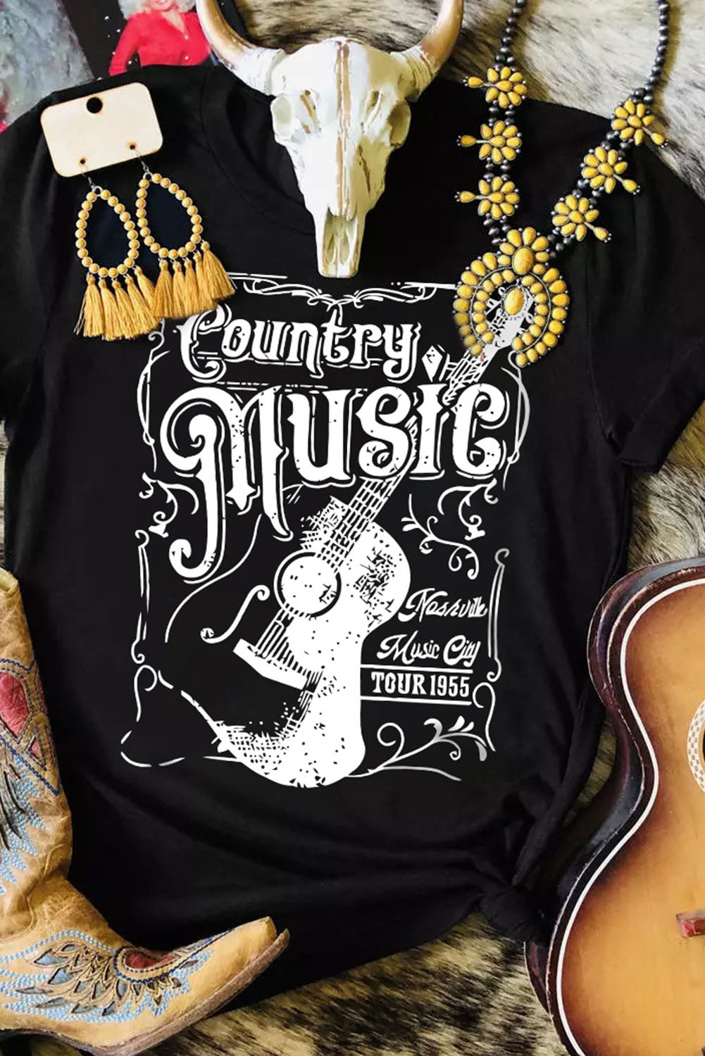 COUNTRY MUSIC Western Fashion Graphic Print Tee