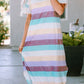 Striped Color Block V Neck T Shirt Midi Dress