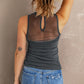 Strappy Mesh Splicing Ribbed Tank Top