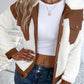 Corduroy Color Block Contrast Patchwork Fuzzy Jacket