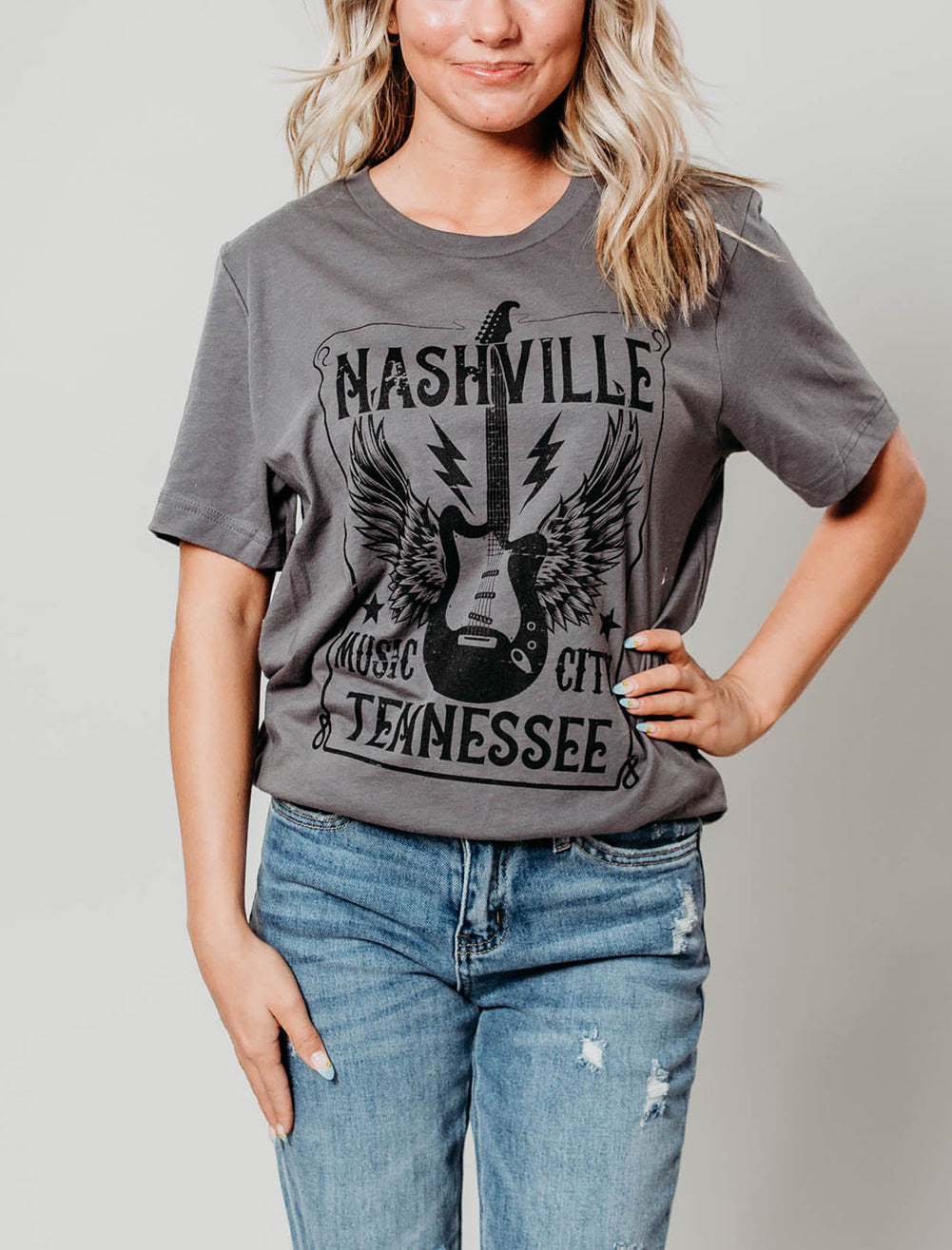 Gray NASHVILLE MUSIC CITY Graphic Tee
