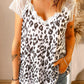 White Eyelash V Neck Leopard Tank