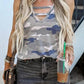 Hollow Out Camouflage Tank Top