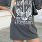 Gray Guitar Slogan Letter Graphic Print Oversized T Shirt
