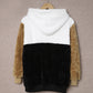 Colorblock Fluffy Faux Fur Hoodie
