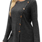 Button Split Knitted Round Neck Long Sleeve Top