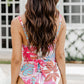 White Palm Beach Tropical Print One Piece Swimsuit