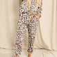 Leopard Print Long Sleeve Top and Drawstring Pants Loungewear