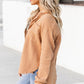 Apricot Textured Raw Edge Trim Buttons Shirt